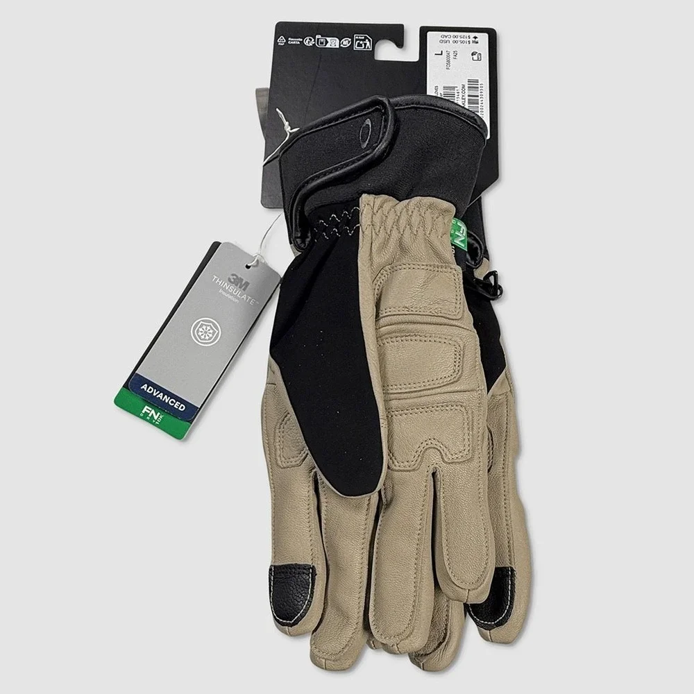 Oakley Peak Leather Gloves - Womens Size Large Pebble / Black - #49831-M4